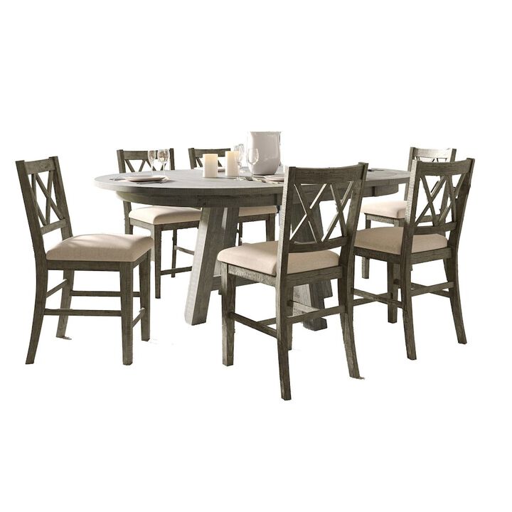 Jofran Solid Wood Seven Piece Counter Height Dining Table Set