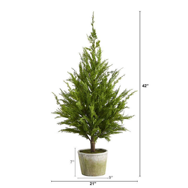 Nearly Natural 3.5-ft Cedar Pine “Natural Look-in Artificial Tree in Decorative Planter