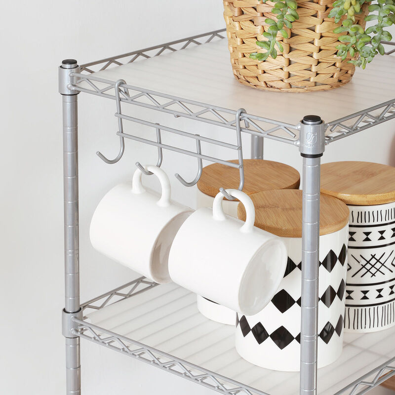 Small Space Bathroom Shelf – Storage Rack with Convenient Removable Hooks