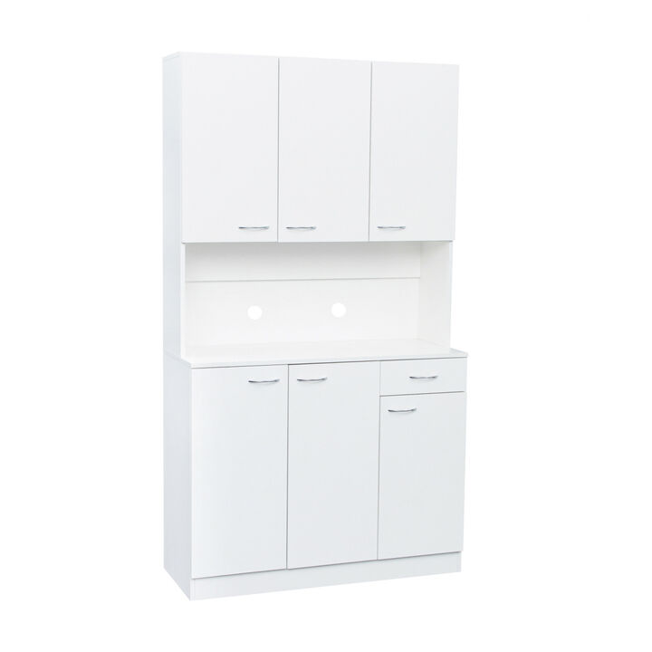 70.87" Tall Wardrobe & Kitchen Cabinet, With 6-Doors, 1-Open Shelves And 1-Drawer For Bedroom