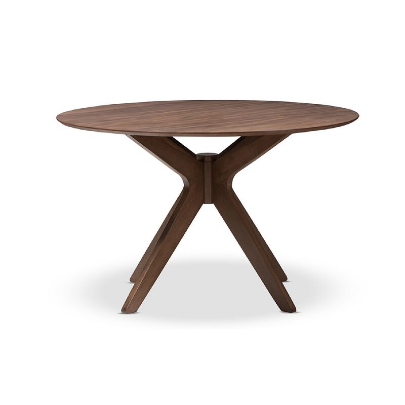 Baxton Studio Monte Walnut Wood 47-Inch Round Dining Table