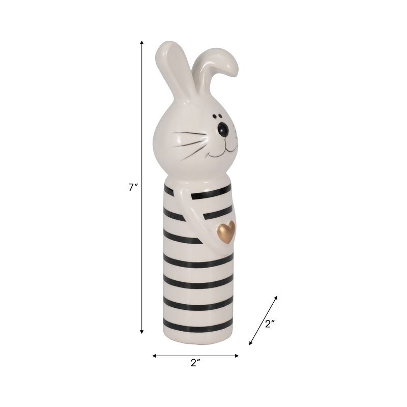 2"x7" Stripe Bunny Gold Heart