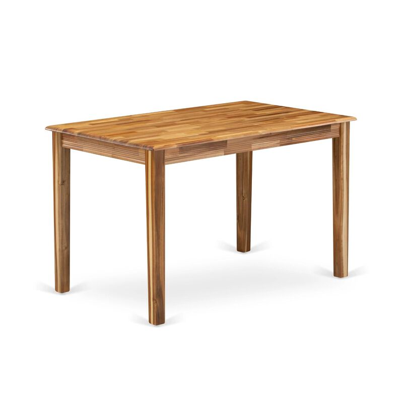 East West Furniture Wooden Dining Table - Natural Rectangular Table Top Surface and Asian Wood Dinner Table 4 Legs - Natural Finish