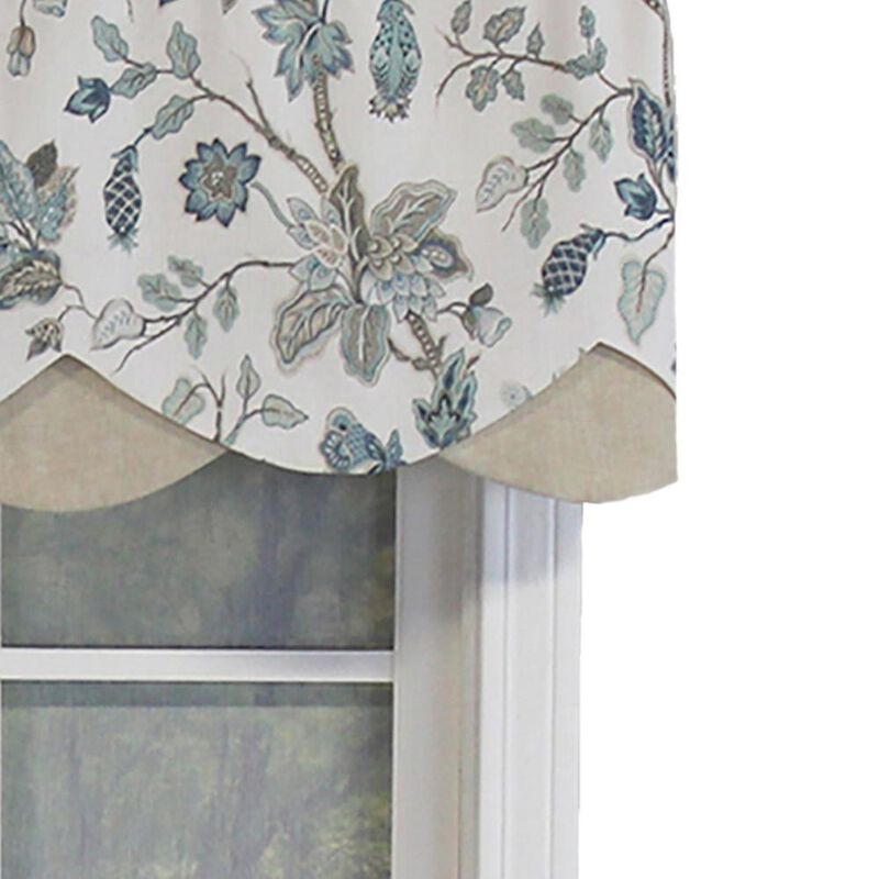 RLF Home Gianna Petticoat Valance White. 3"Rod Pocket, Contrast Bottom fabric. 50"W x 15"L