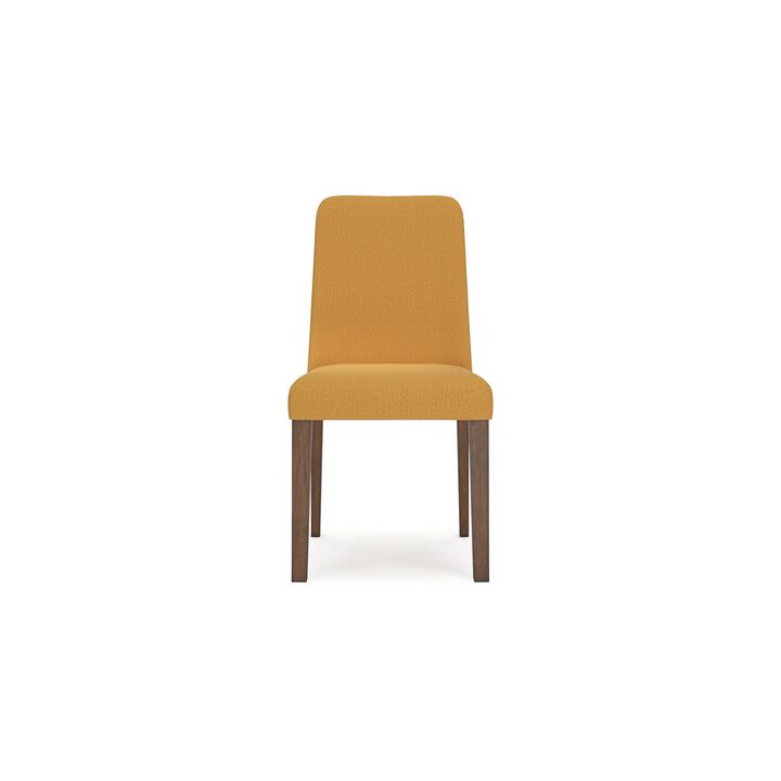 Jeyn Dining Side Chair Set of 2, Solid Hardwood, Yellow Polyester - Benzara