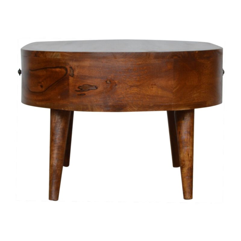 Chestnut Rounded Solid Wood 2 Drawer Coffee Table