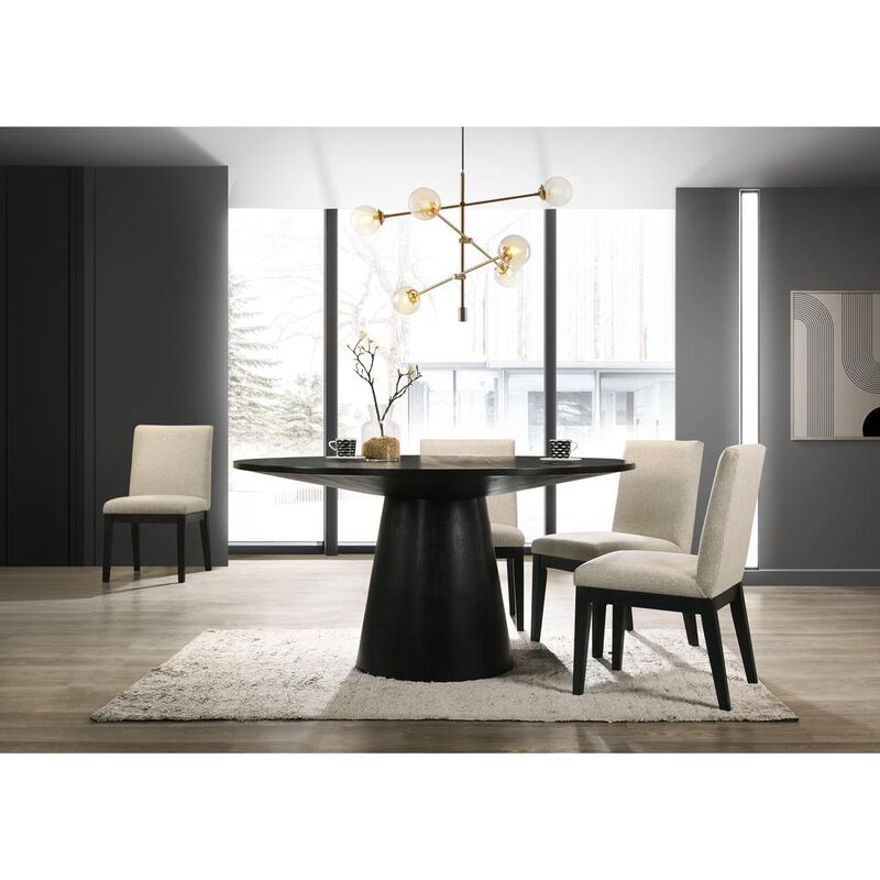Terra Modern Black Round Wood Dining Set (5 Piece)