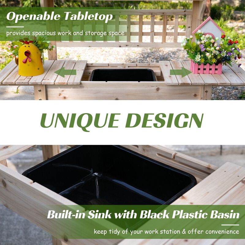 Natural Garden Helper: Wooden Potting Bench with Storage