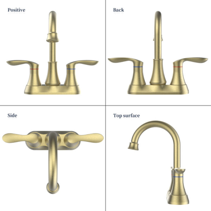 2-Handle Bathroom Faucet with Pop-Up Drain and 360° Swivel High Arc Spout