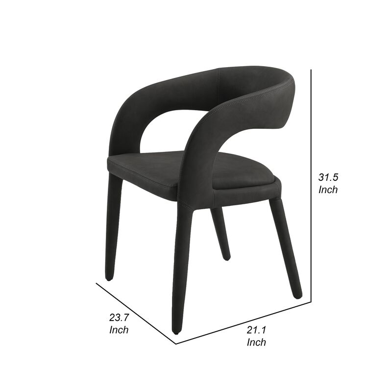 Cid Taya 24 Inch Dining Chair, Open Back, Cushioned Black Faux Leather - Benzara