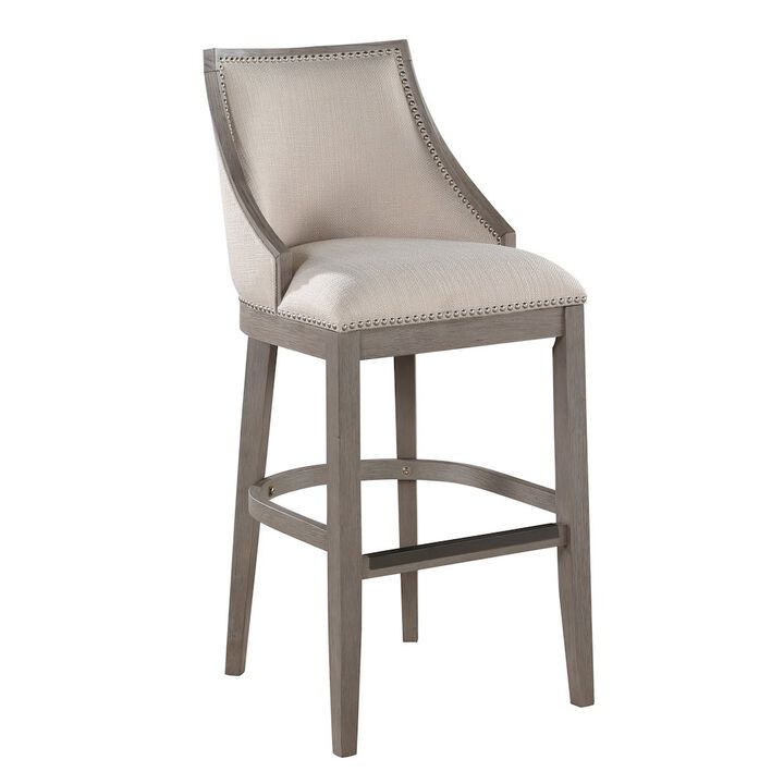 Keller Counter Height Stool 30" - Beige Fabric - Greywood Finish