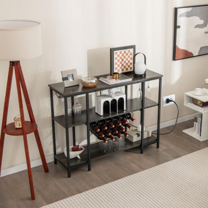 Hivvago Industrial Wine Rack Wine Bar Cabinet with Storage Shelves