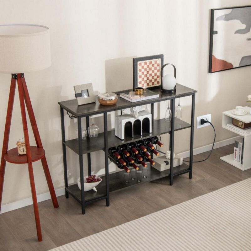 Hivvago Industrial Wine Rack Wine Bar Cabinet with Storage Shelves