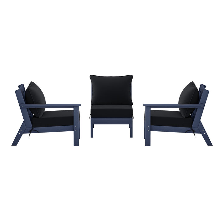 WestinTrends Outdoor Patio HDPE Sectional Sofa with Patio Cushions