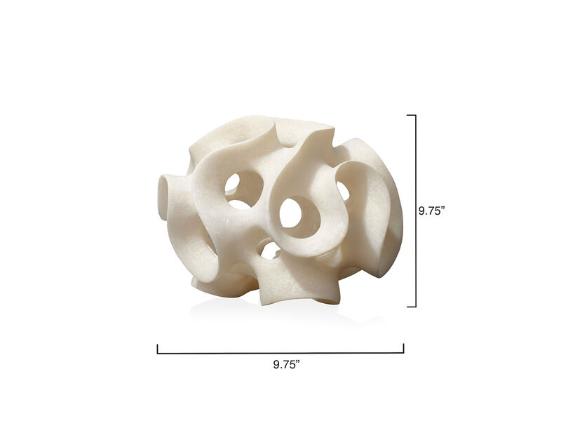 Ribbon Sphere in White Resin