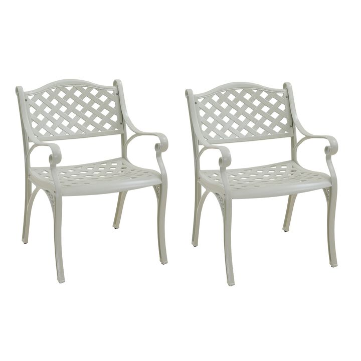 MOMDAWE Cast Aluminum Stationary Dining Chairs Hollow Oblique Grid Shape Chairs（Set of 2）