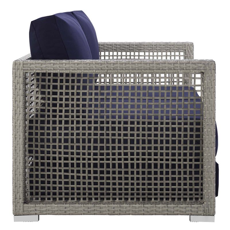 Aura 3 Piece Outdoor Patio Wicker Rattan Set - Gray Navy