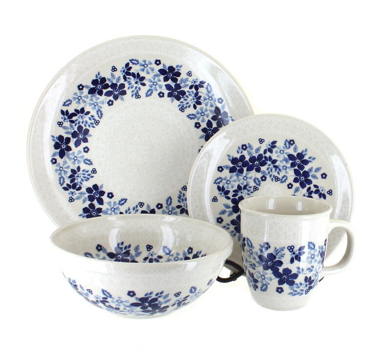 Blue Rose Polish Pottery Christiana 16 Piece Dinnerware Set