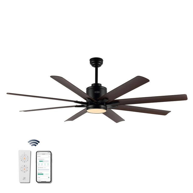 Octo Contemporary Industrial Iron/Plastic Ceiling Fan with Integrated LED Light