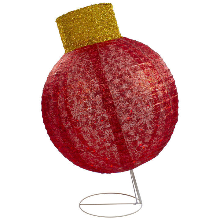 38" LED Lighted Twinkling Red Tinsel Ornament Outdoor Christmas Decoration