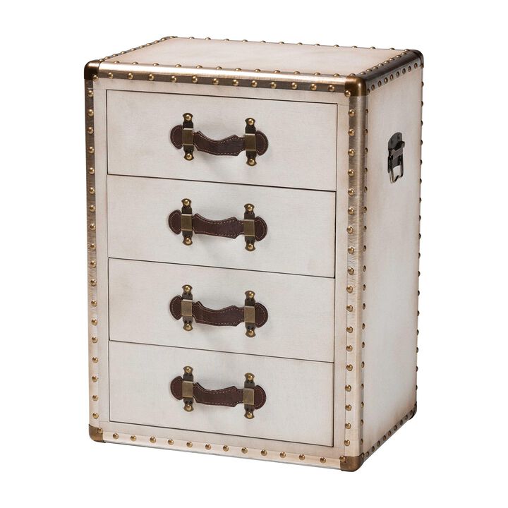 Baxton Studio Jaelyn Vintage Black Canvas 4 Drawer End Table