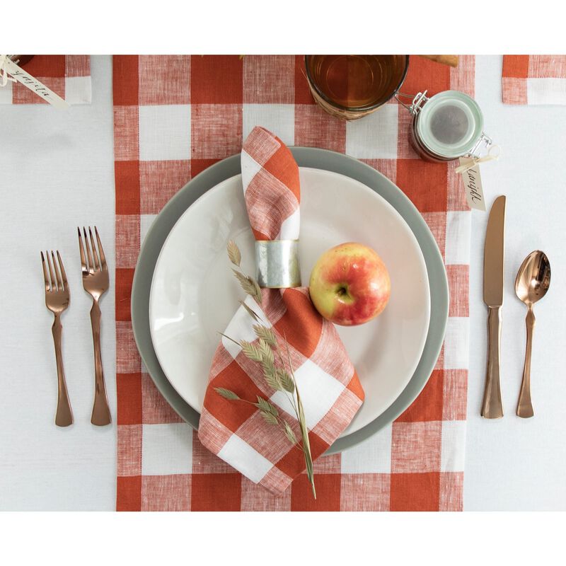 Solino Home 100% Pure Linen Table Runner | Buffalo Check