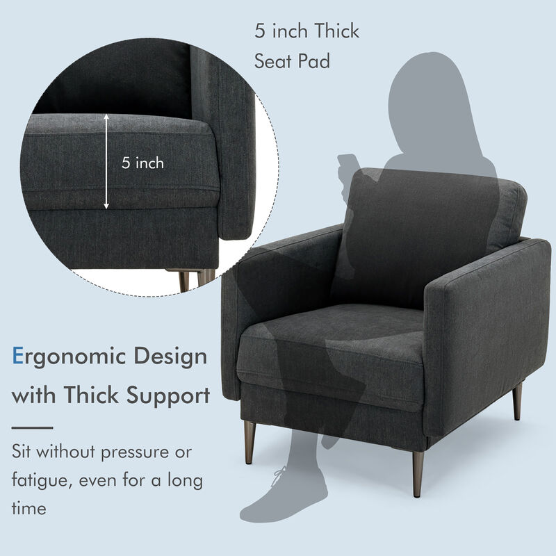 Costway Modern Upholstered Accent Chair Single Sofa Armchair Living Room Funiture