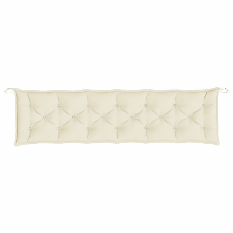 Outdoor Cushion for Bench, 79 Inch, Tufted Stitch White Oxford Fabric - Benzara