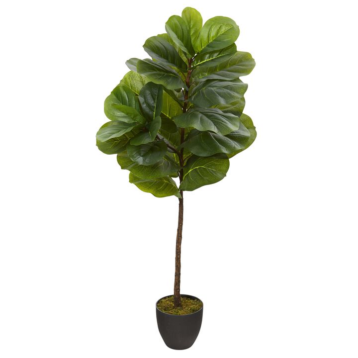 Hivvago 46 Inches Fiddle Leaf Artificial Tree (Real Touch)