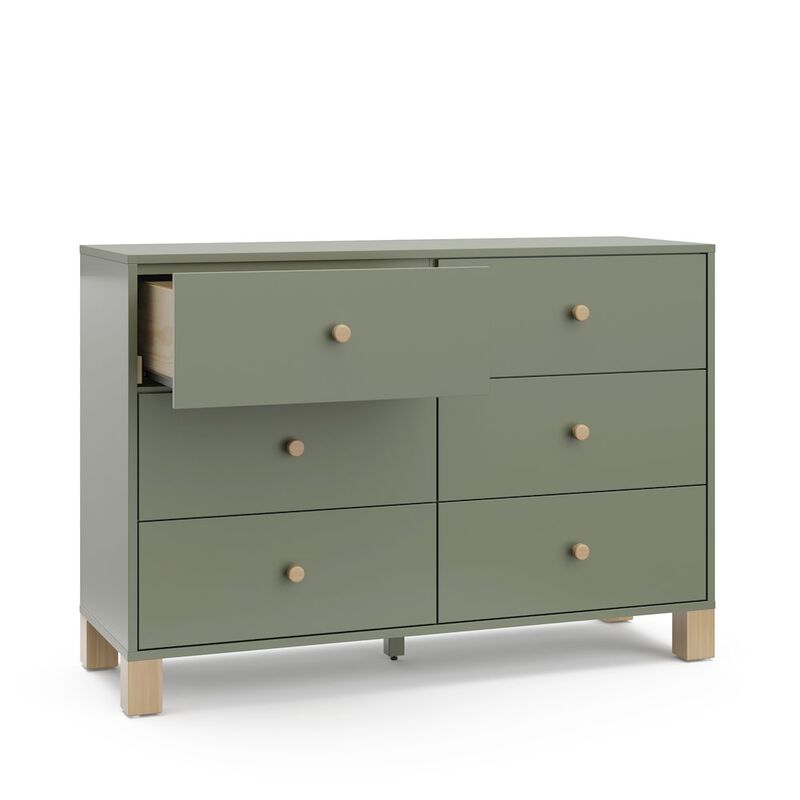 Storkcraft California 6-Drawer Double Dresser (Olive with Driftwood)