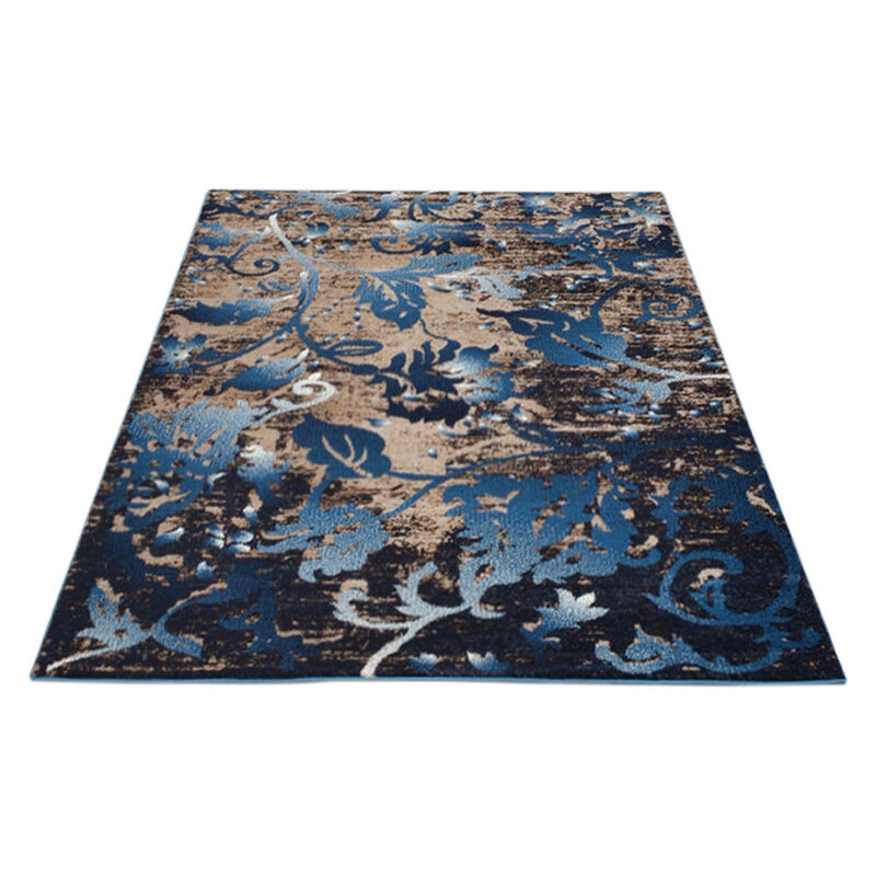 RUGSOTIC CARPETS MACHINE MADE HEATSET POLYPROPYLENE AREA RUGS - 3'4''x5', Rectangle Shape, Blue Color, Abstract Modern Design,Midium Pile Machine Made Area Rugs for Living Room, Bed Room (M00017)