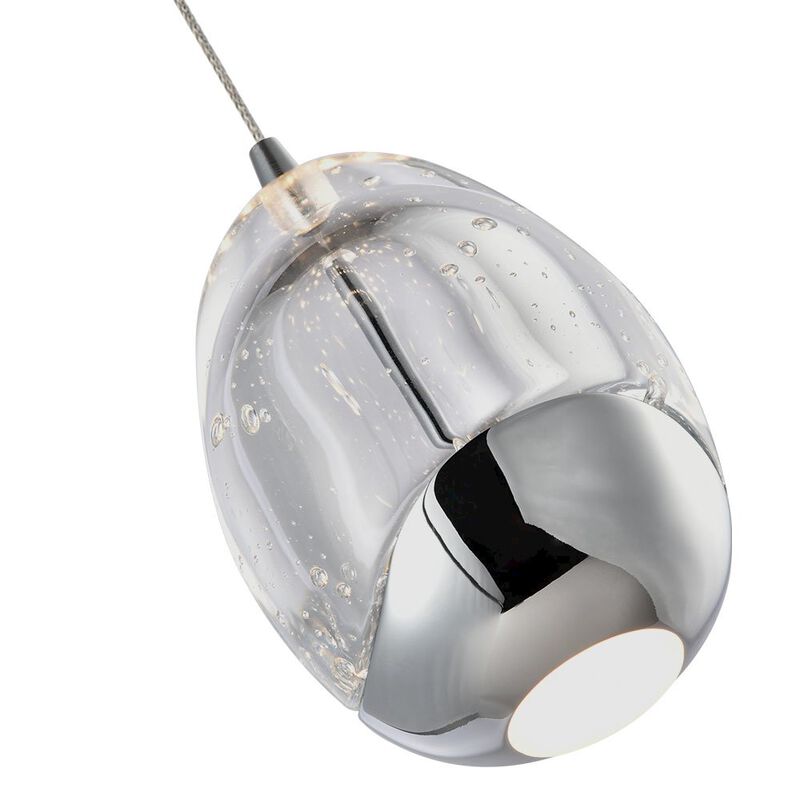 VONN Lighting Integrated LED Height Adjustable Pendant Light with Clear Glass Shade in Black