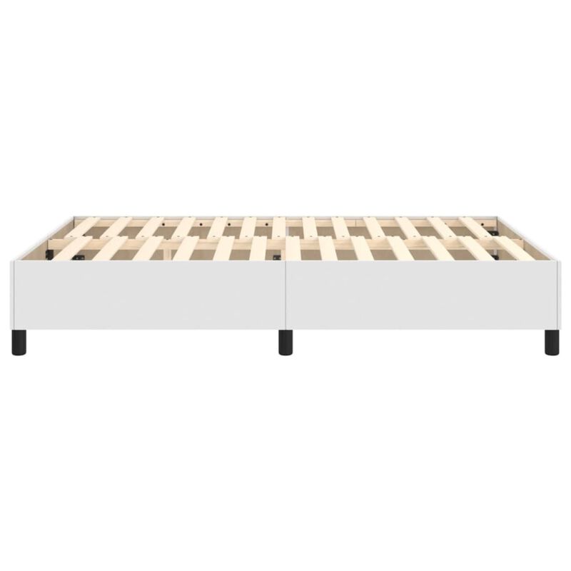 vidaXL Queen Box Spring Bed Frame - Comfortable Rest in Luxurious White Faux Leather - Durable Plywood & Engineered Wood Construction