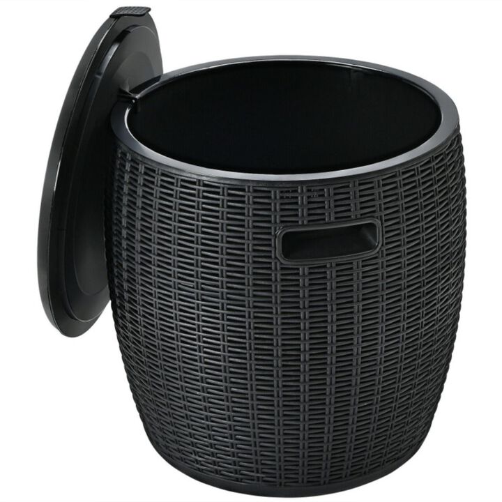 Hivvago 4-in-1 Patio Rattan Cool Bar Cocktail Table Side Table