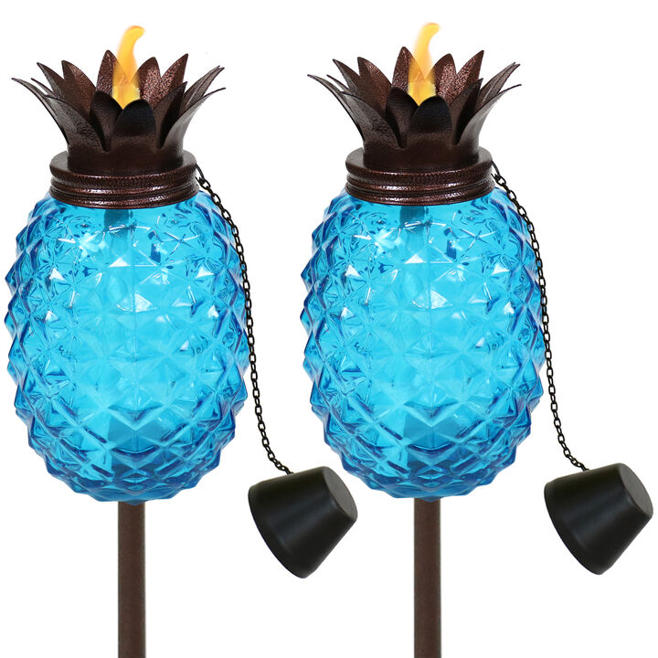 Sunnydaze Tropical Pineapple 3-in-1 Glass Outdoor Torches