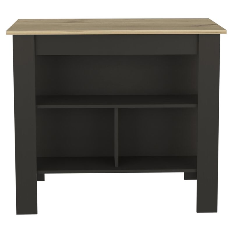 Streamdale Cala Kitchen Island, Four Legs, Three Shelves - Black Light Oak
