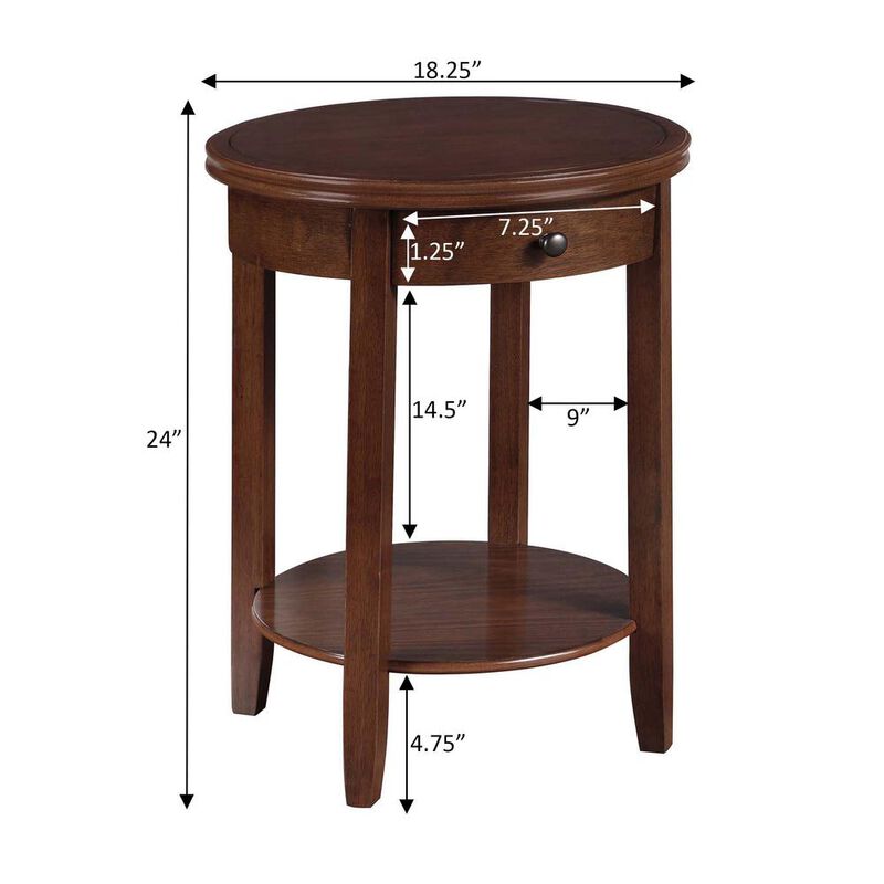 Convenience Concepts American Heritage Baldwin 1 Drawer End Table with Shelf