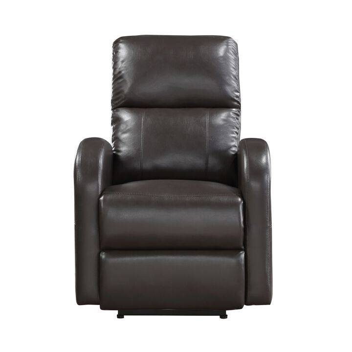 Rica 38 Inch Power Recliner Chair, Plush Gray Faux Leather, Foam Cushions - Benzara