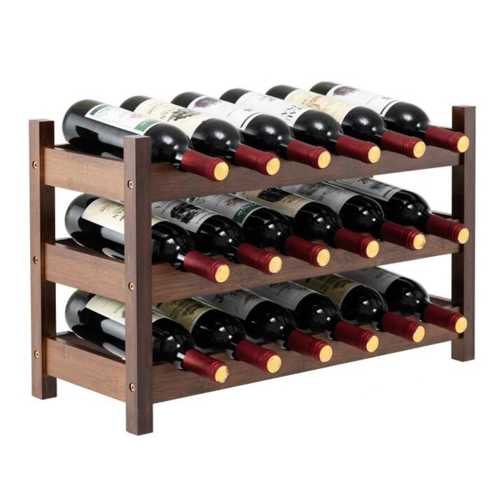 3-Tier Wicker Freestanding Countertop Wine Bottle Organizer