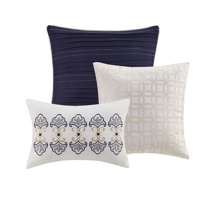 Gracie Mills Vito 6-Piece Modern Reversible Quilt Set with Coordinating Throw Pillows