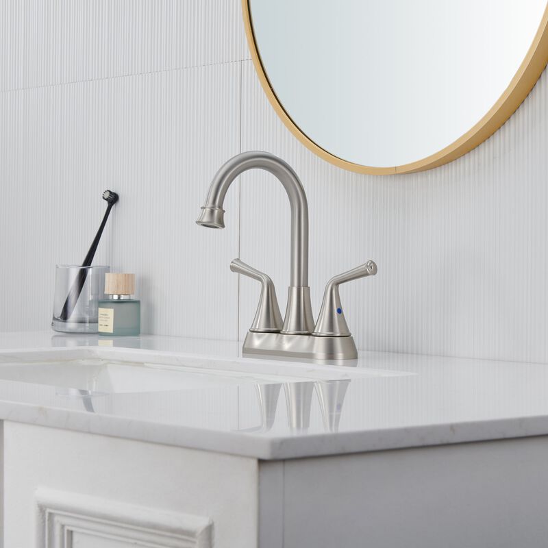 Mondawe Modern 4 Inch 2-Handle Centerset Bathroom Sink Faucet with 360-Degree Swivel Spout