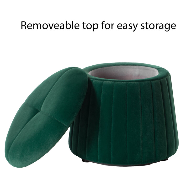 Modern Tufted Velvet Mushroom Shape Storage Ottoman Storage Stool Trunk, Red