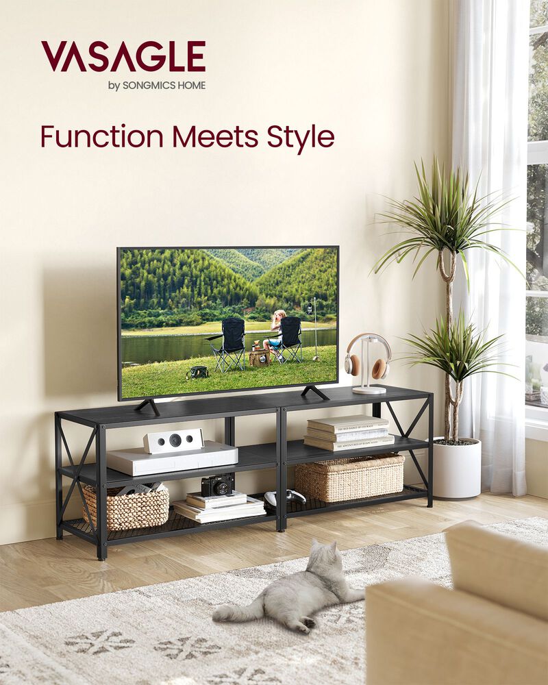 3-Tier TV Table with Storage Shelves - Practical Entertainment Center with Ample Storage