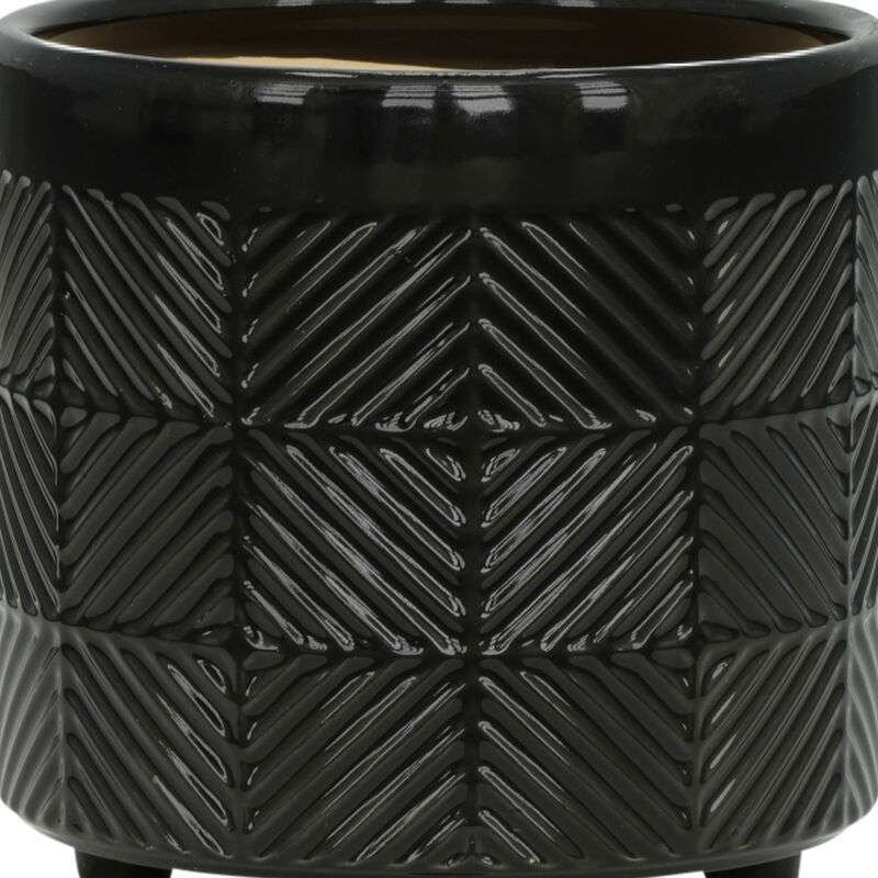 Textured Planters, Shiny Black