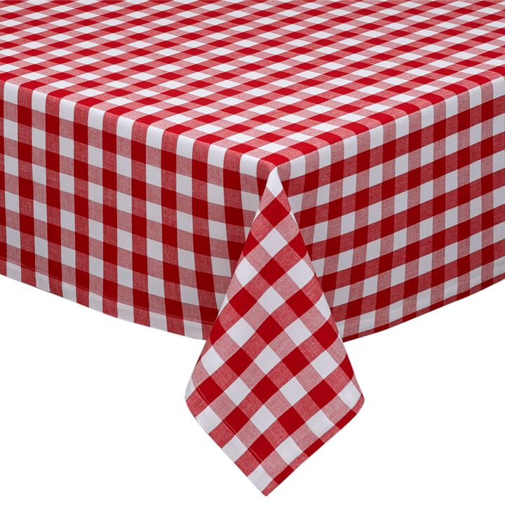 Red and White Classic Checkered Table Cloth 84" x 60"
