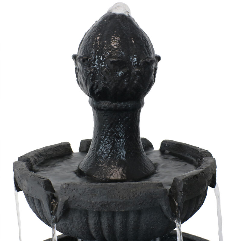 Sunnydaze Flower Blossom Resin Outdoor 3-Tier Fountain