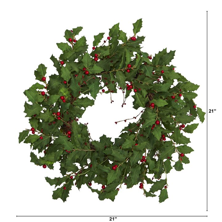 Hivvago 28" Holly Berry Artificial Wreath