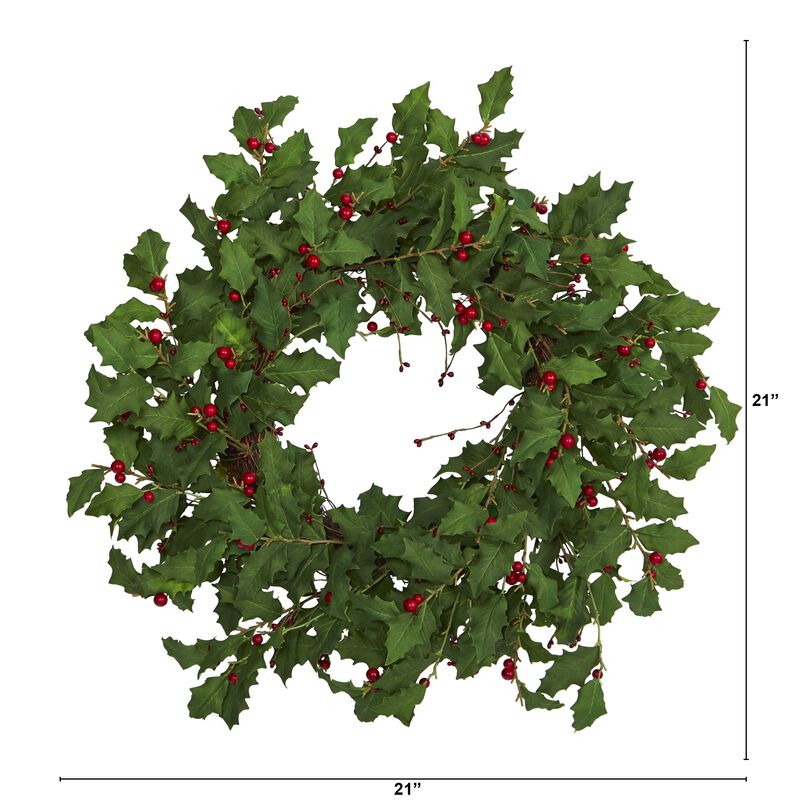Hivvago 28" Holly Berry Artificial Wreath