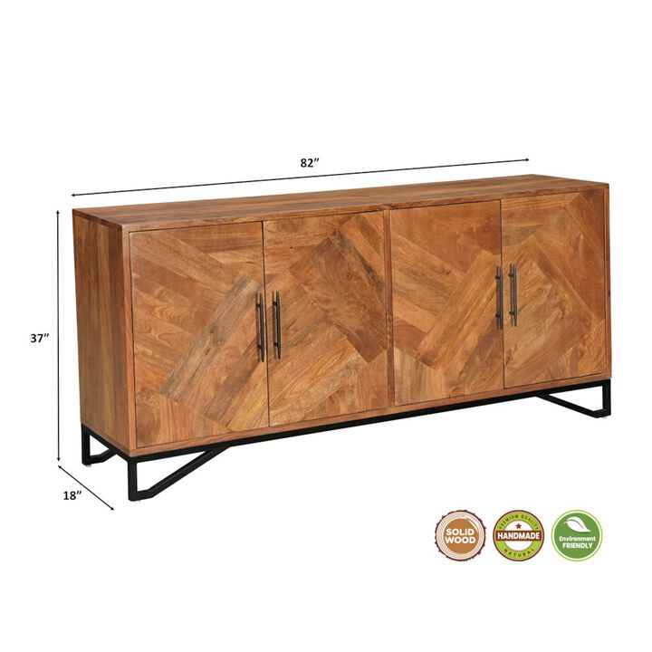 Taran Designs Renith 4-door Geometric Pattern Solid Wood Sideboard