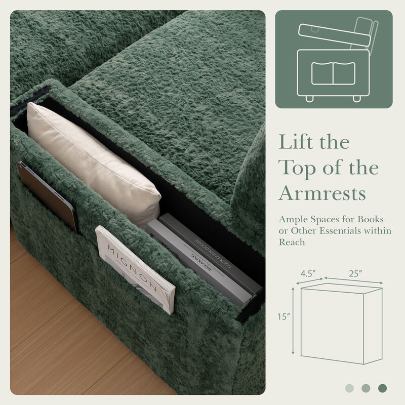 Merax Upholstered Sofa Chair with Storage Ottoman and Armrests